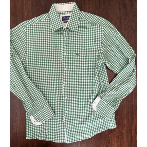 Berto Lucci Men's M Green & White Check Button Down Long Sleeve - Picture 4 of 7